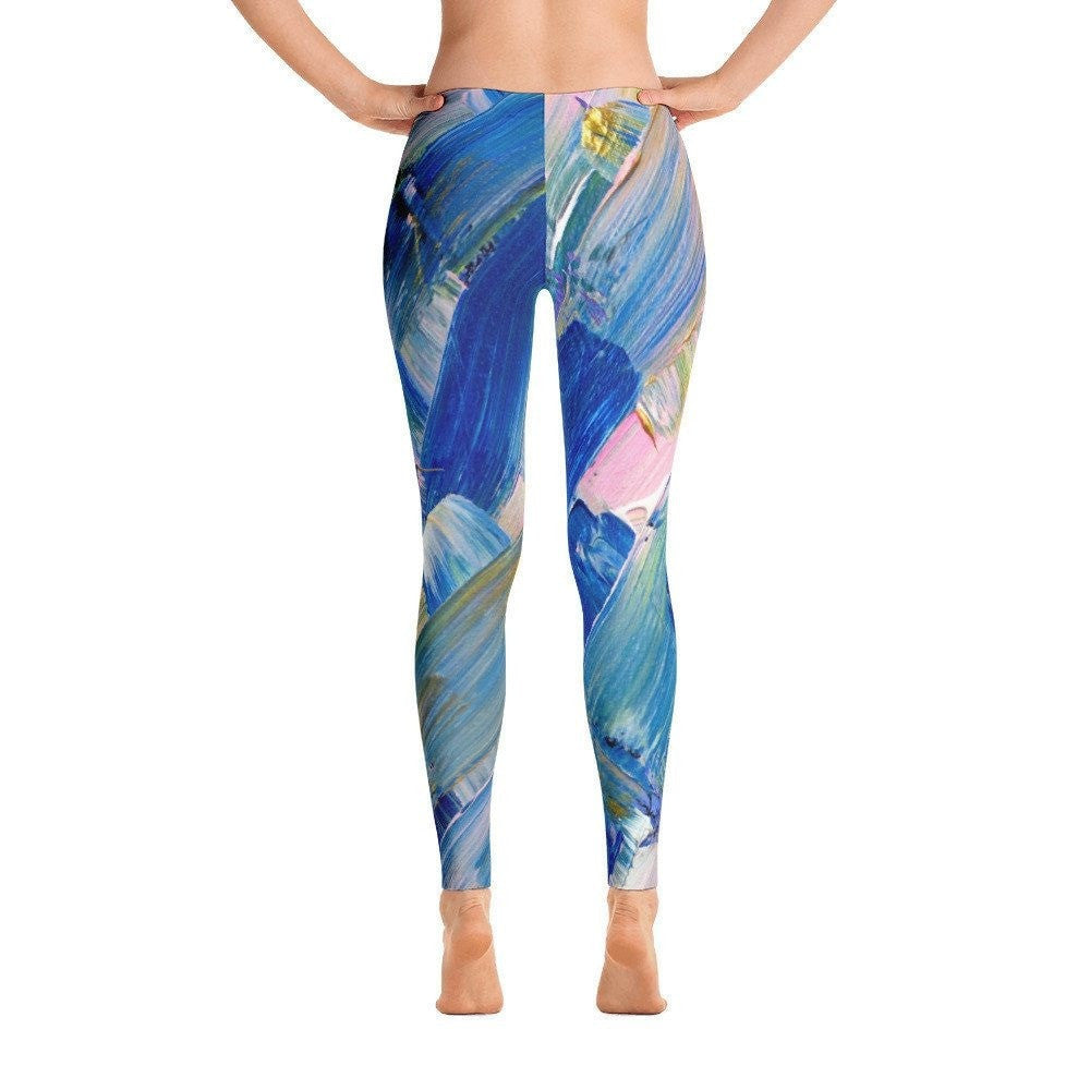 Adrift. Ankle Length Leggings Abstract Deep