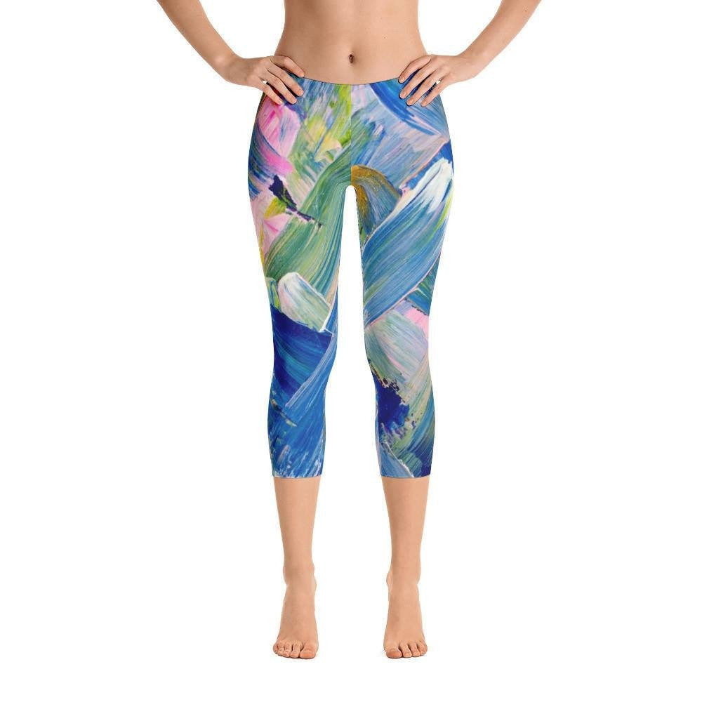 Adrift. Capri Leggings Abstract Deep