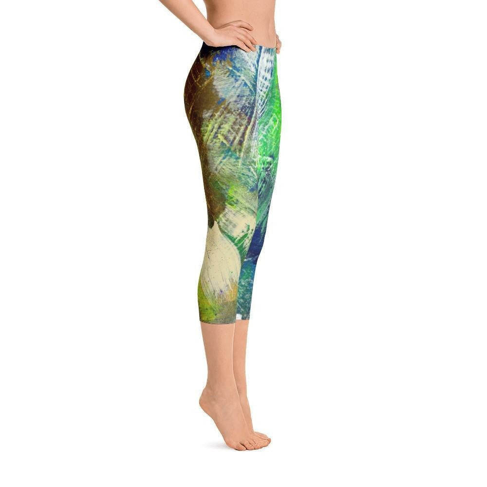 For Now. Capri Leggings Abstract Deep