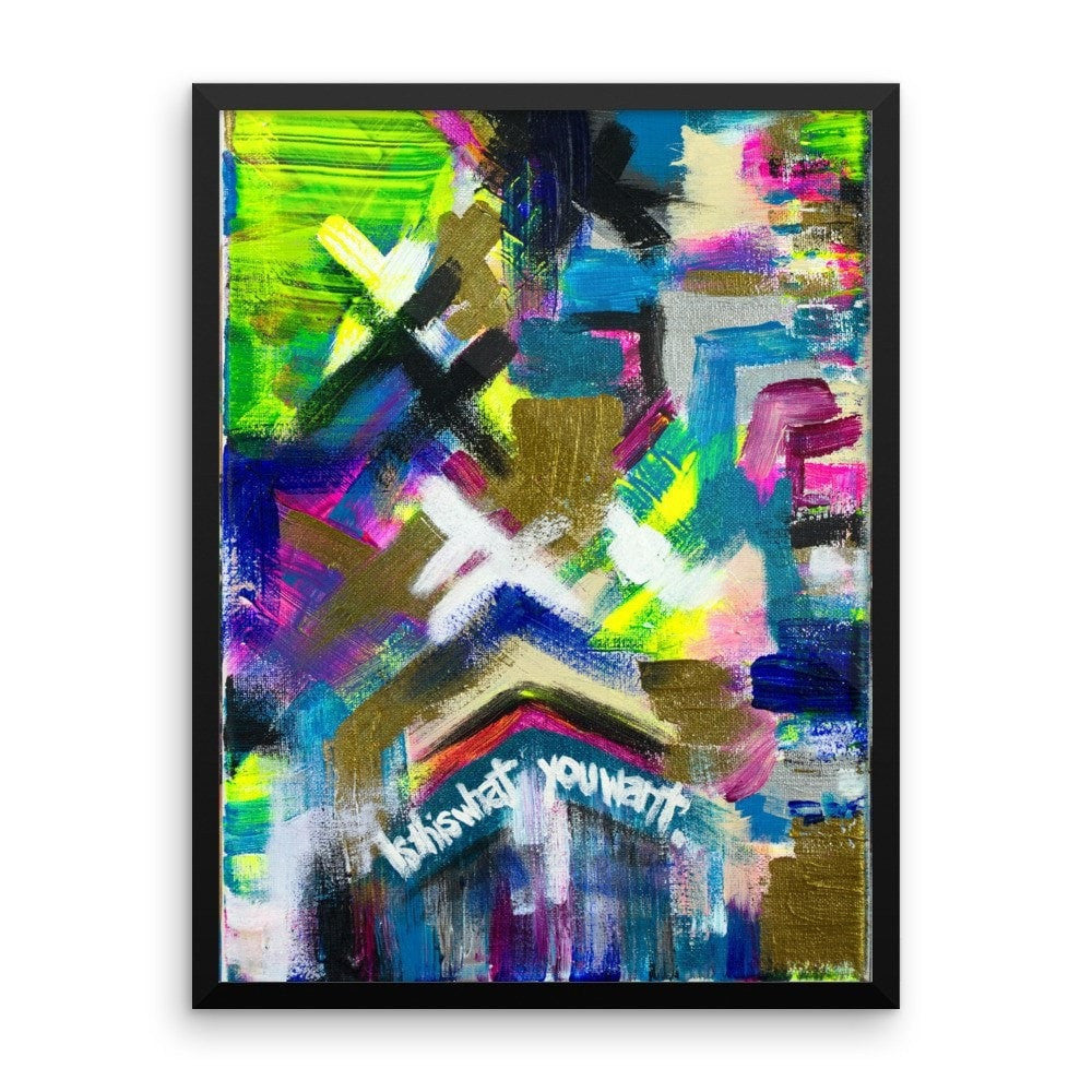 Is This What You Want. Enhanced Matte Paper Framed Poster Abstract Deep