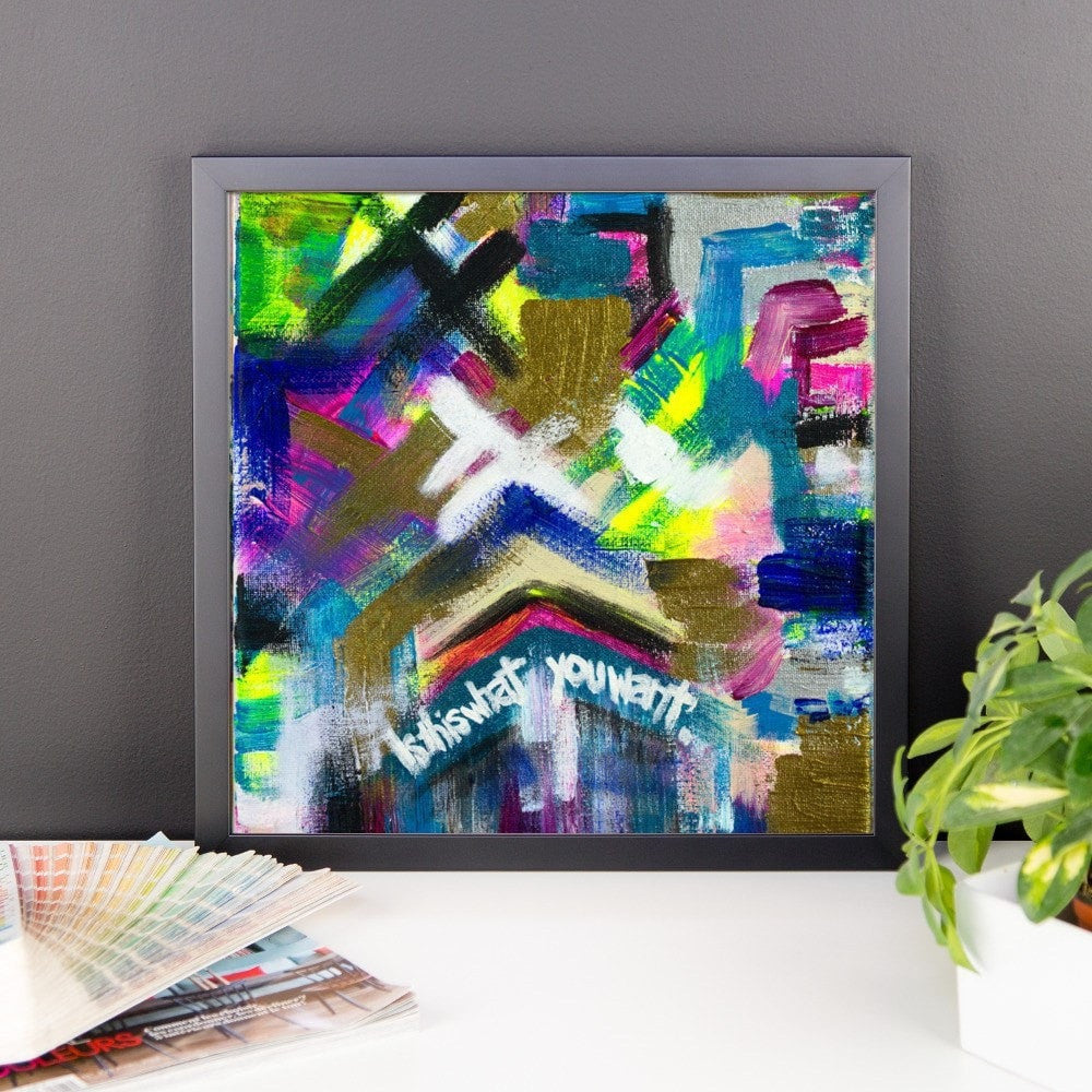 Is This What You Want. Premium Luster Photo Paper Framed Poster Abstract Deep