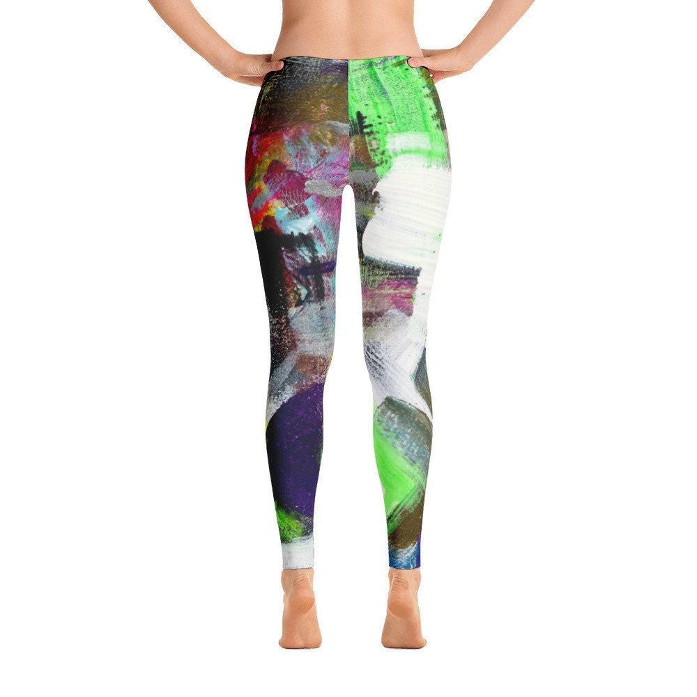 Please Stay. Ankle Length Leggings Abstract Deep
