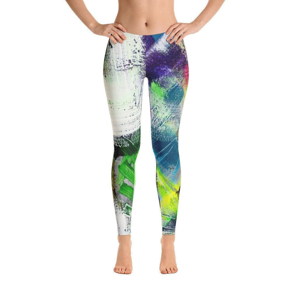 Please Stay. Ankle Length Leggings Abstract Deep