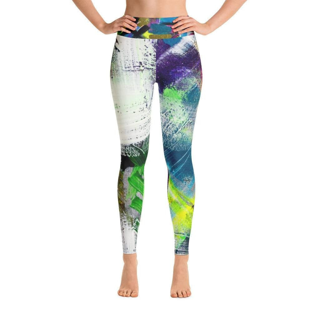 Please Stay. Yoga Leggings Abstract Deep
