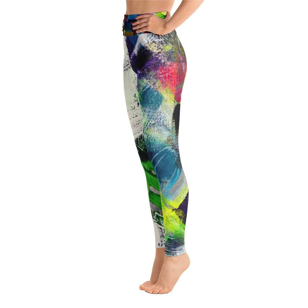 Please Stay. Yoga Leggings Abstract Deep