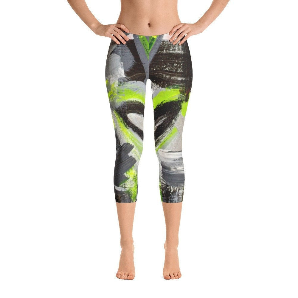 Stay In The Fight. Capri Leggings Abstract Deep