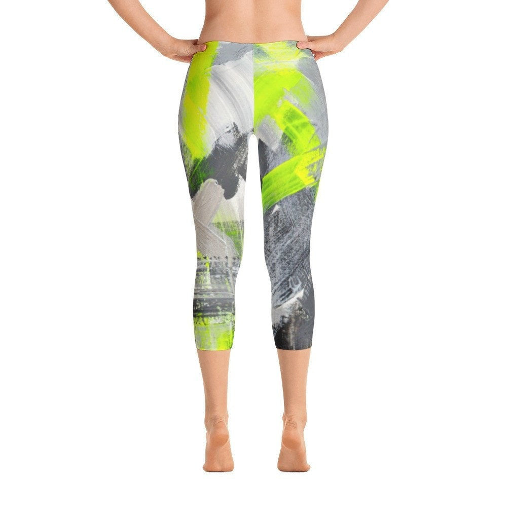 Stay In The Fight. Capri Leggings Abstract Deep