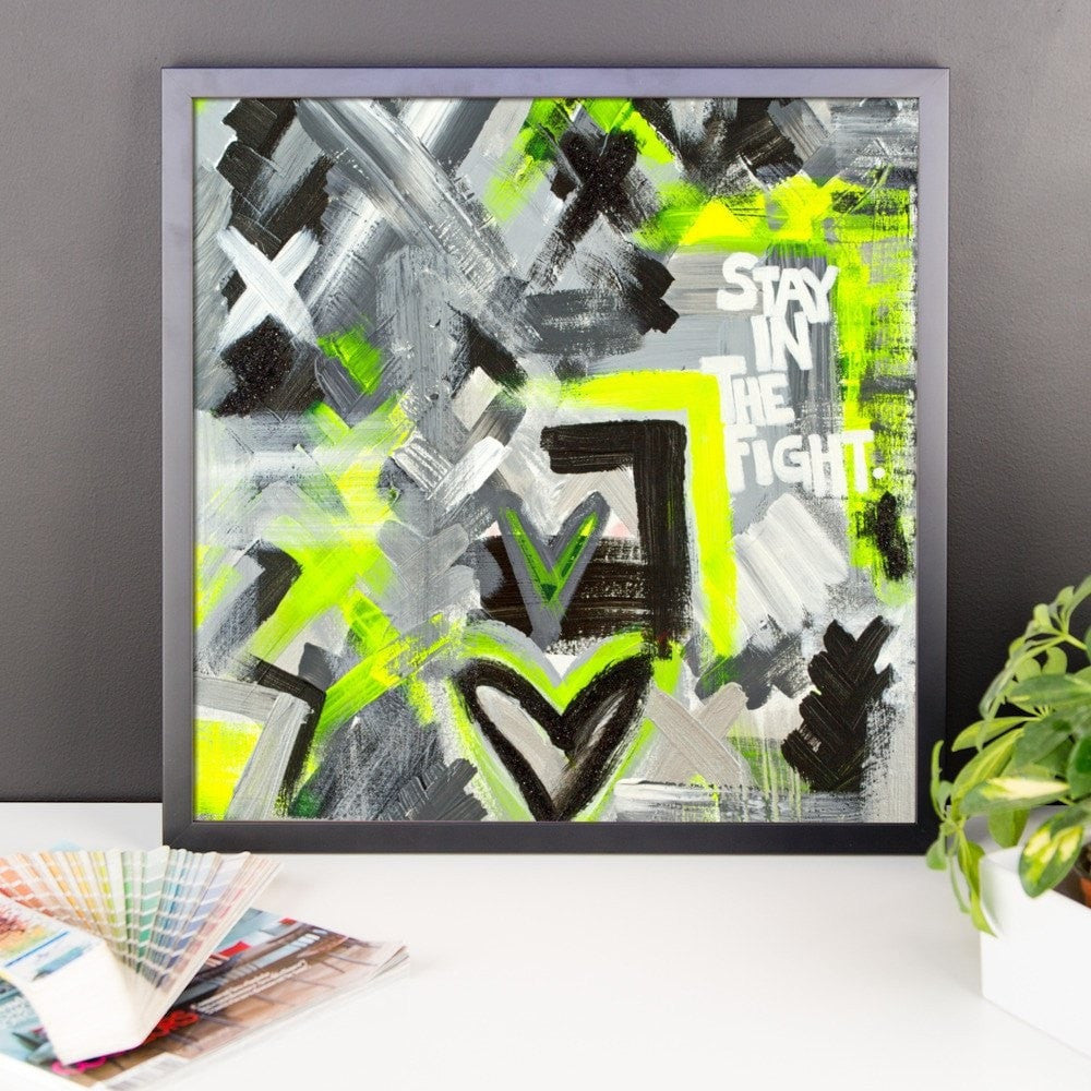 Stay In The Fight. Premium Luster Photo Paper Framed Poster Abstract Deep